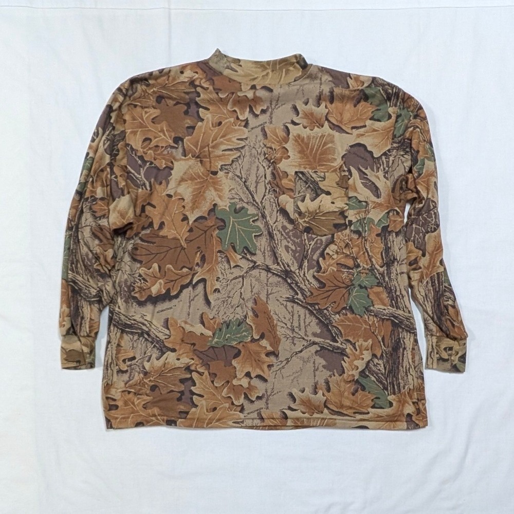 Advantage Camo Mens 2XL Long Sleeve Pocket T-Shirt Real Tree Leaf Print USA Made